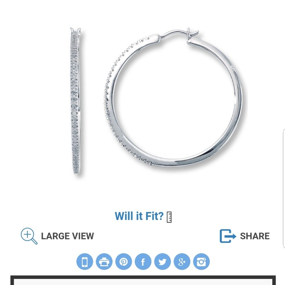 1/4 carat white dimond hoop earrings